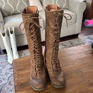 Lace up knee high bootss